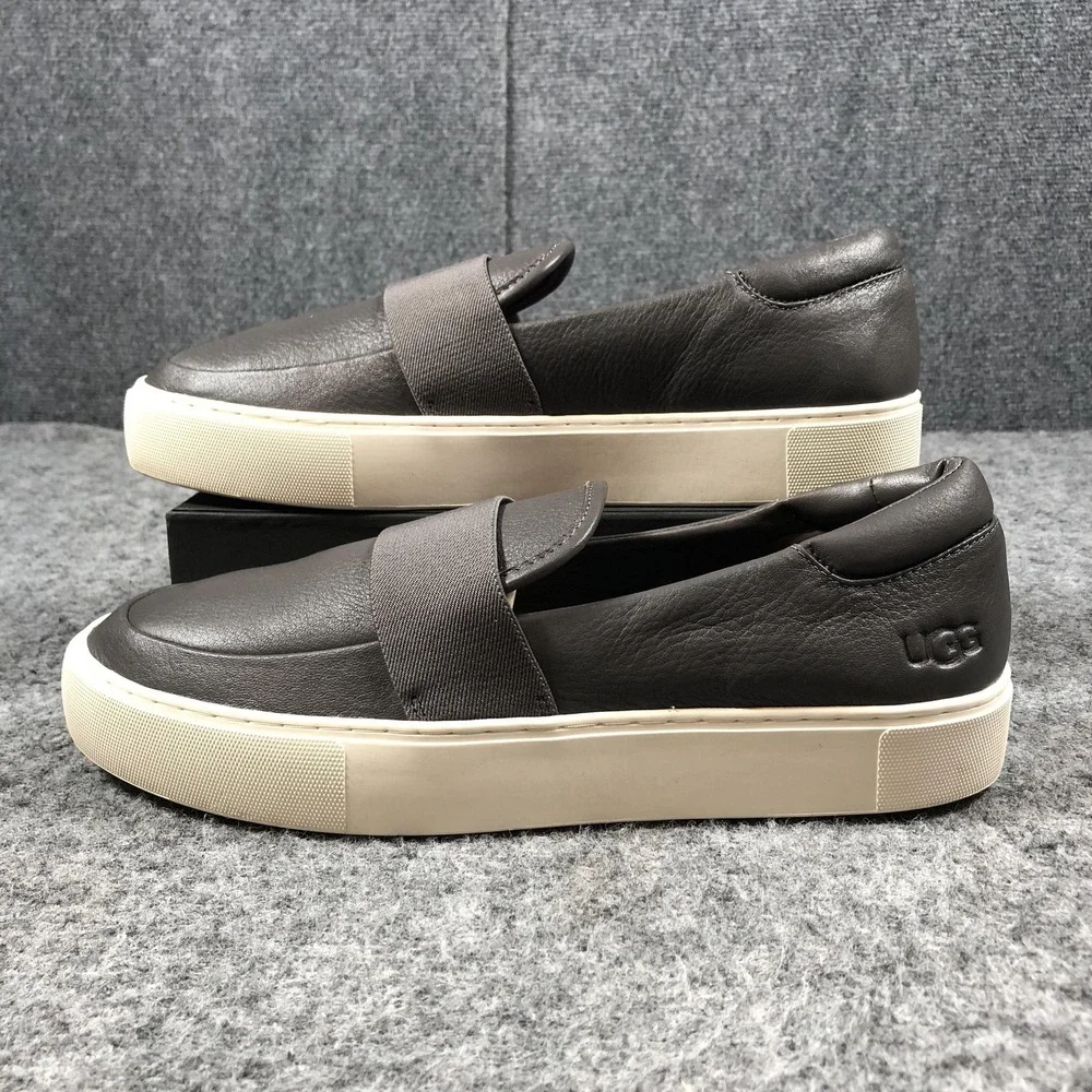 UGG Shoes Womens 12 Gray Leather Slip‎ On Low Top Sneakers Casual 1112415